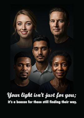 Diverse Group Portrait with Inspirational Quote