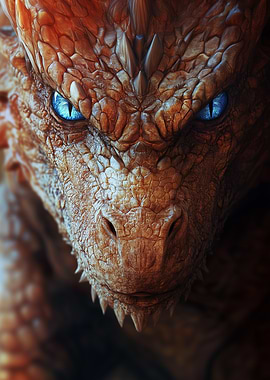 Intense Dragon Face with Blue Eyes