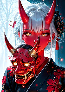 Oni Girl with Mask