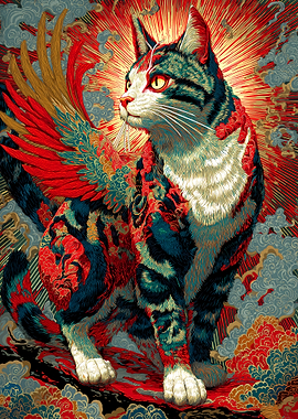 Winged Cat Art