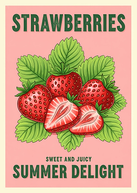 Strawberries Summer Delight Poster
