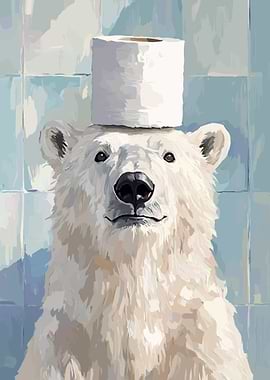 Polar Bear with Toilet Paper Hat