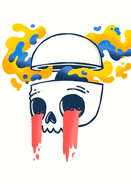 skull with open head and tears