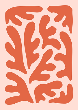 Abstract Coral Shapes on Light Pink