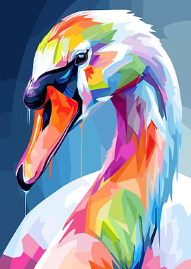 Colorful Swan Digital Art Portrait