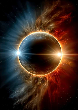 Fiery Blue and Red Planet