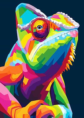 Colorful Chameleon Pop Art Illustration