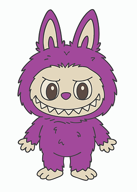 Purple Labubu Cartoon Character