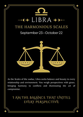 Libra Zodiac Star Sign Scales Balance Harmony Horoscope Poster