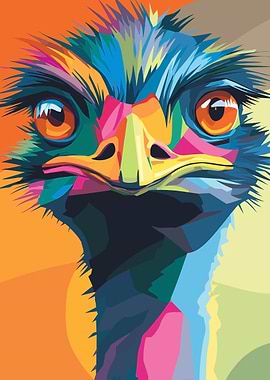 Colorful Emu Portrait