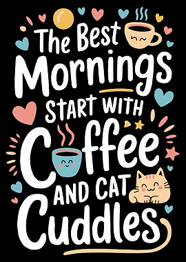 Coffee and Cat Cuddles Typography Art