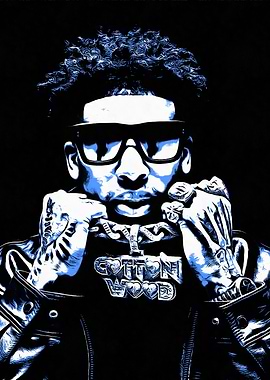 NLE Choppa Portrait in Blue