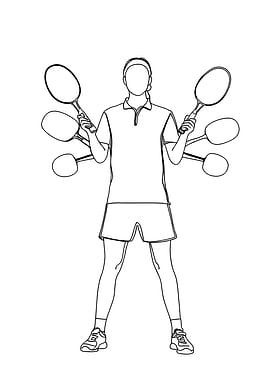 Badminton Player Minimalist Line Art
