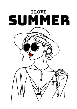 Summer Woman Line Art