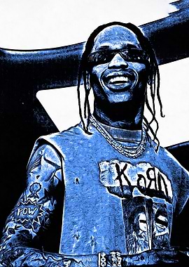 Travis Scott Blue Portrait