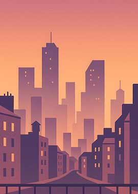 Cityscape Silhouette at Sunset