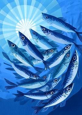 School of Fish in Blue Tones