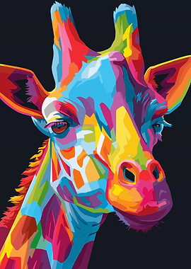 Colorful Giraffe Portrait