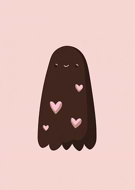 Cute Chocolate Ghost with Hearts