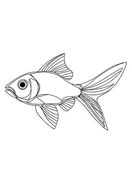 Goldfish Minimalist Line Art