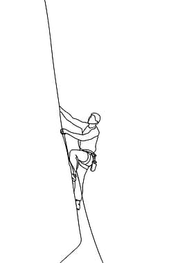 Climber on Rock Wall Minimalist Line Art