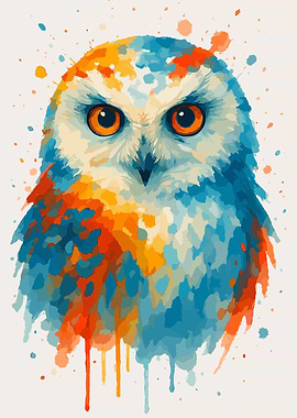 Colorful Watercolor Owl