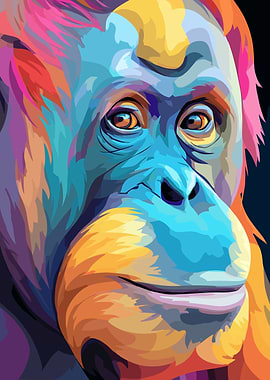 Colorful Orangutan Portrait