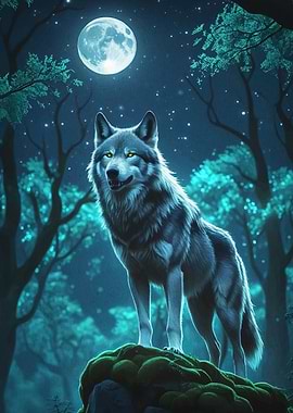Wolf animal moonlight