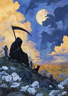 Grim Reaper Tombstones Kitty