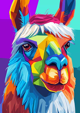 Colorful Llama Portrait