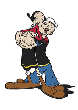 Popeye and Olive Oyl Hugging Cartoon