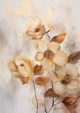 Floral Art Golden Hues