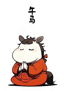 Meditating Horse Cartoon Character