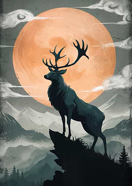 Majestic Deer Moonlight