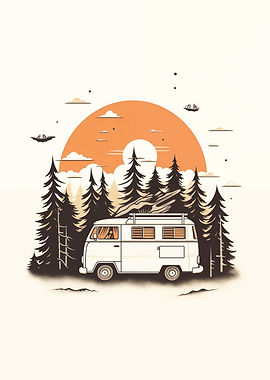 Camping Retro Van Nature