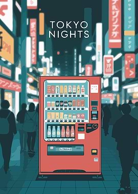 Tokyo Nights Vending Machine Illustration