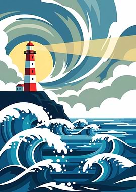 Lighthouse and Waves