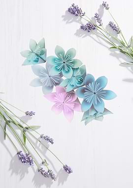 Pastel Origami Flowers and Lavender Arrangement