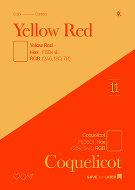 Yellow Red and Coquelicot Color Palette