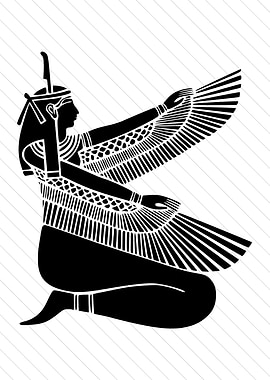 Egyptian Goddess Isis Black and White