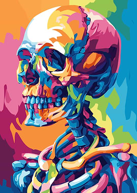 Colorful Skull Pop Art Illustration