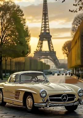 Mercedes-Benz in Paris with Eiffel Tower