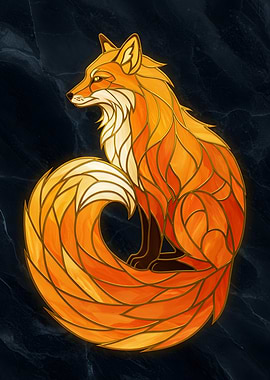 Fox Stained Glass Style Digital Art