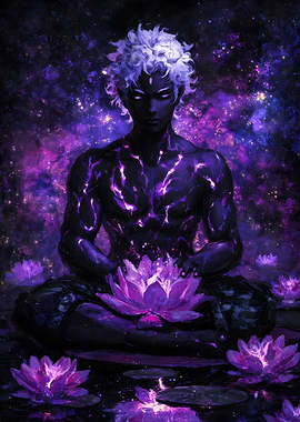 Meditating Figure with Lotus Flowers