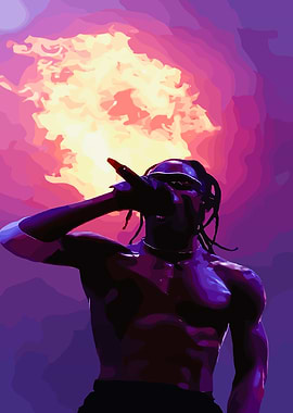 Travis Scott Performing with Fire
