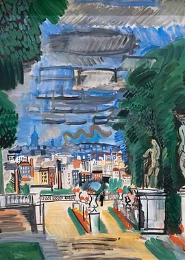 Cityscape Painting with Park View