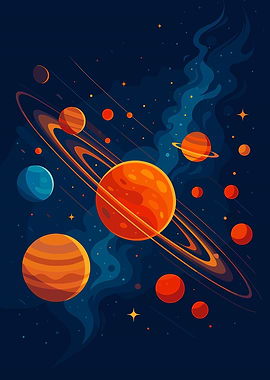 Colorful Planets in Space Illustration
