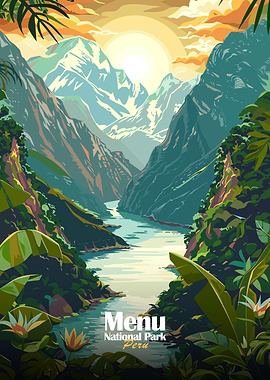 Peru National Park Landscape Illustration