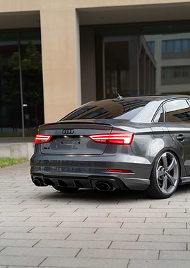 Gray Audi RS3 Sedan Rear View