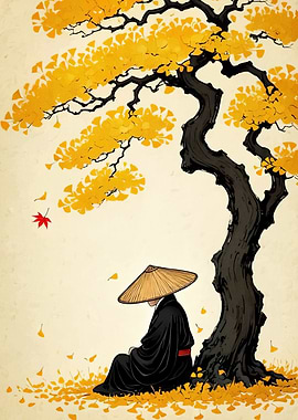 Monk Ginkgon Tree Autumn